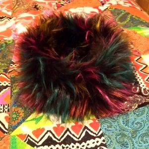 Furry Hat Headband rainbow black